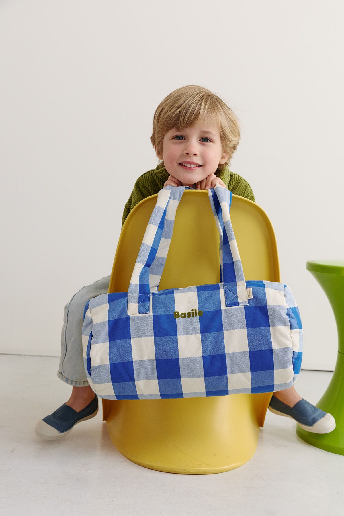 bolso bowling infantil de algodón a cuadros personalizable