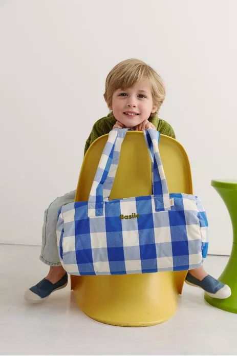 bolso bowling infantil de algodón a cuadros personalizable