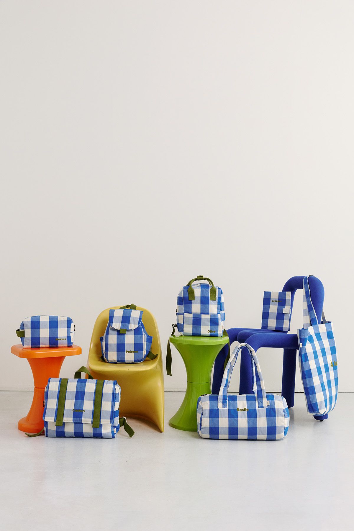 bolso bowling infantil de algodón a cuadros personalizable