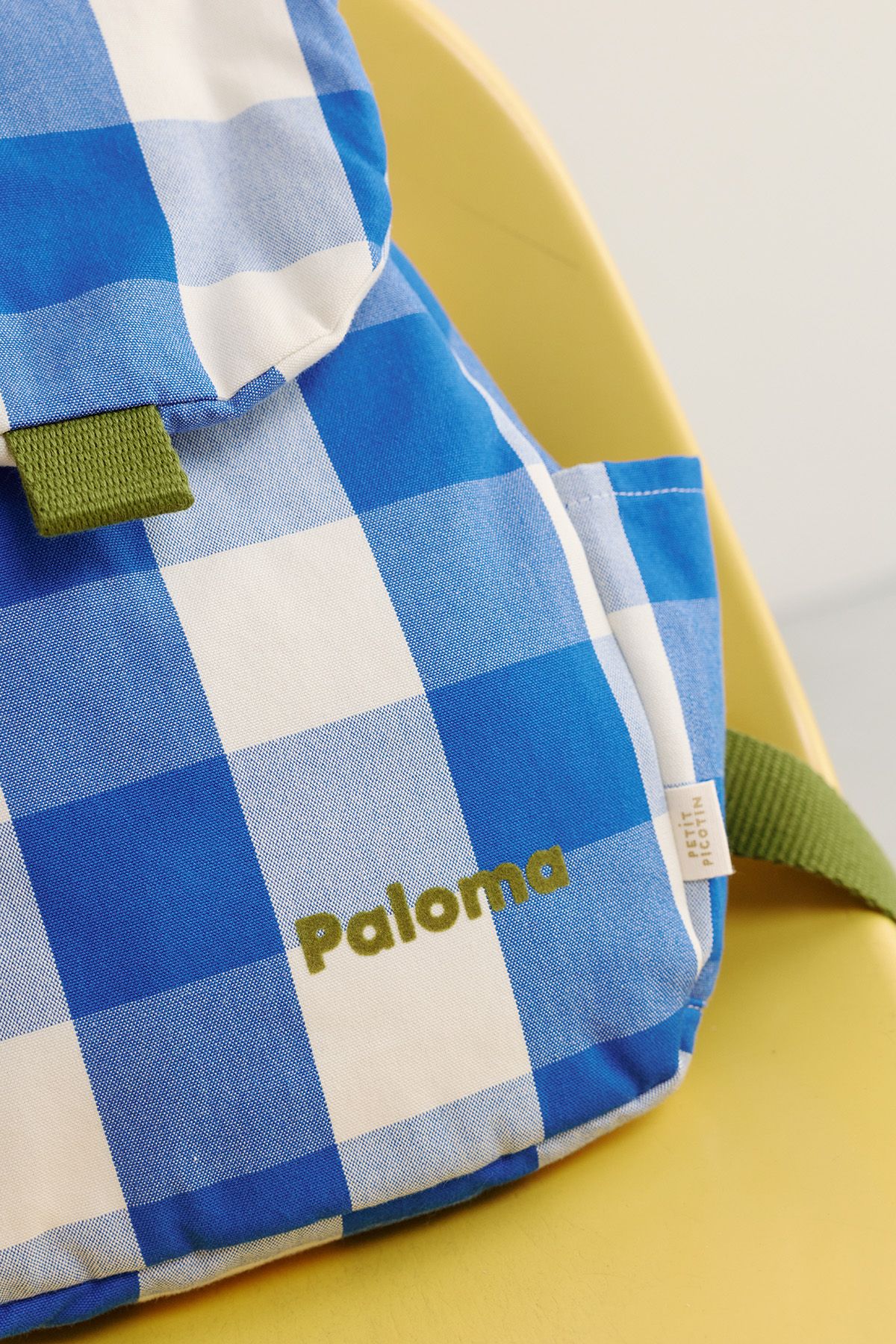 mochila infantil a cuadros de algodón personalizable
