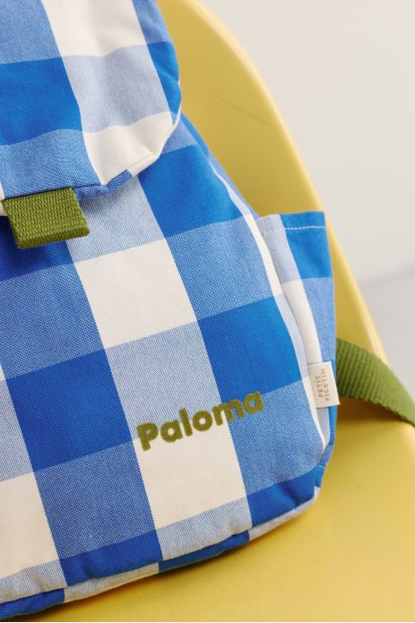 mochila infantil a cuadros de algodón personalizable