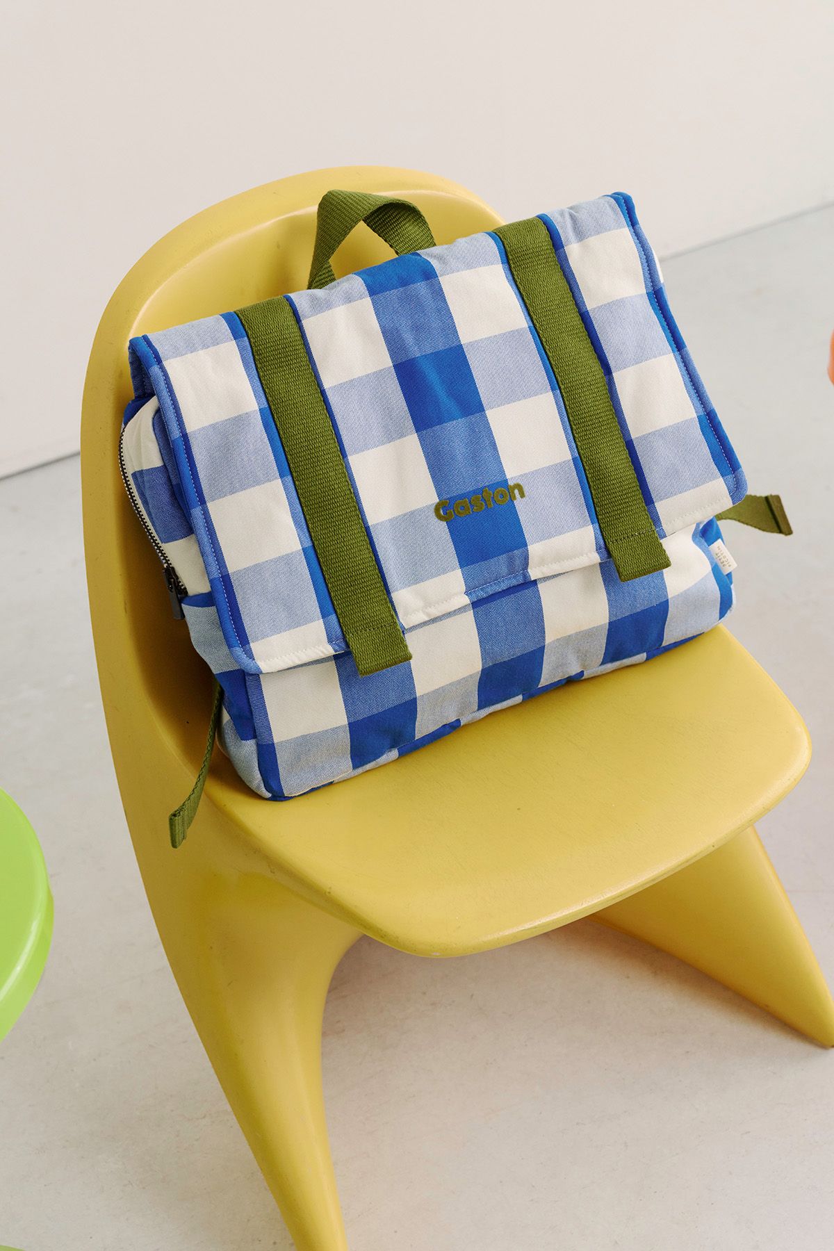 mochila escolar infantil de algodón a cuadros personalizable