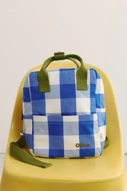 mochila infantil a cuadros de algodón personalizable