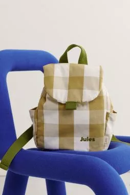 mochila infantil a cuadros de algodón y personalizable