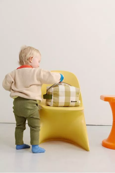 trousse de toilette en coton à carreaux personnalisable