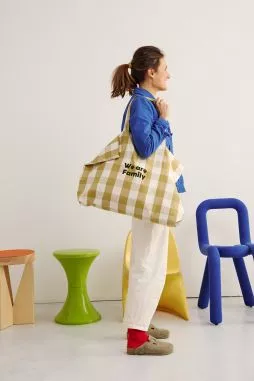 gran bolsa de tela personalizable a cuadros