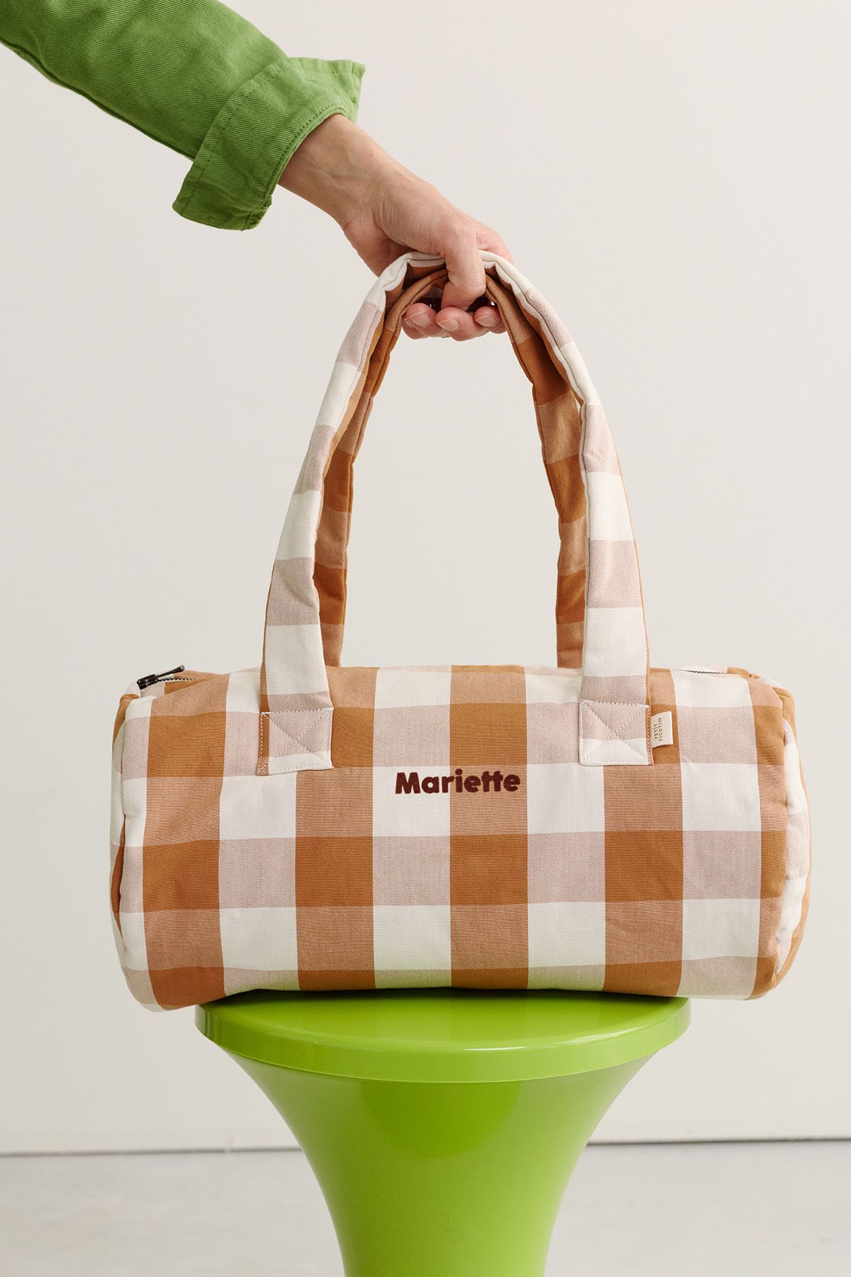 bolsa bowling infantil de algodón a cuadros personalizable