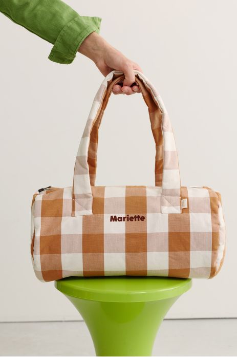 bolsa bowling infantil de algodón a cuadros personalizable
