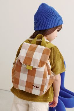 mochila infantil a cuadros de algodón y personalizable