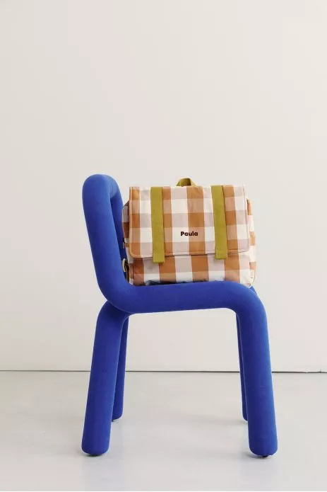 cartable maternelle enfant en coton à carreaux et personnalisable