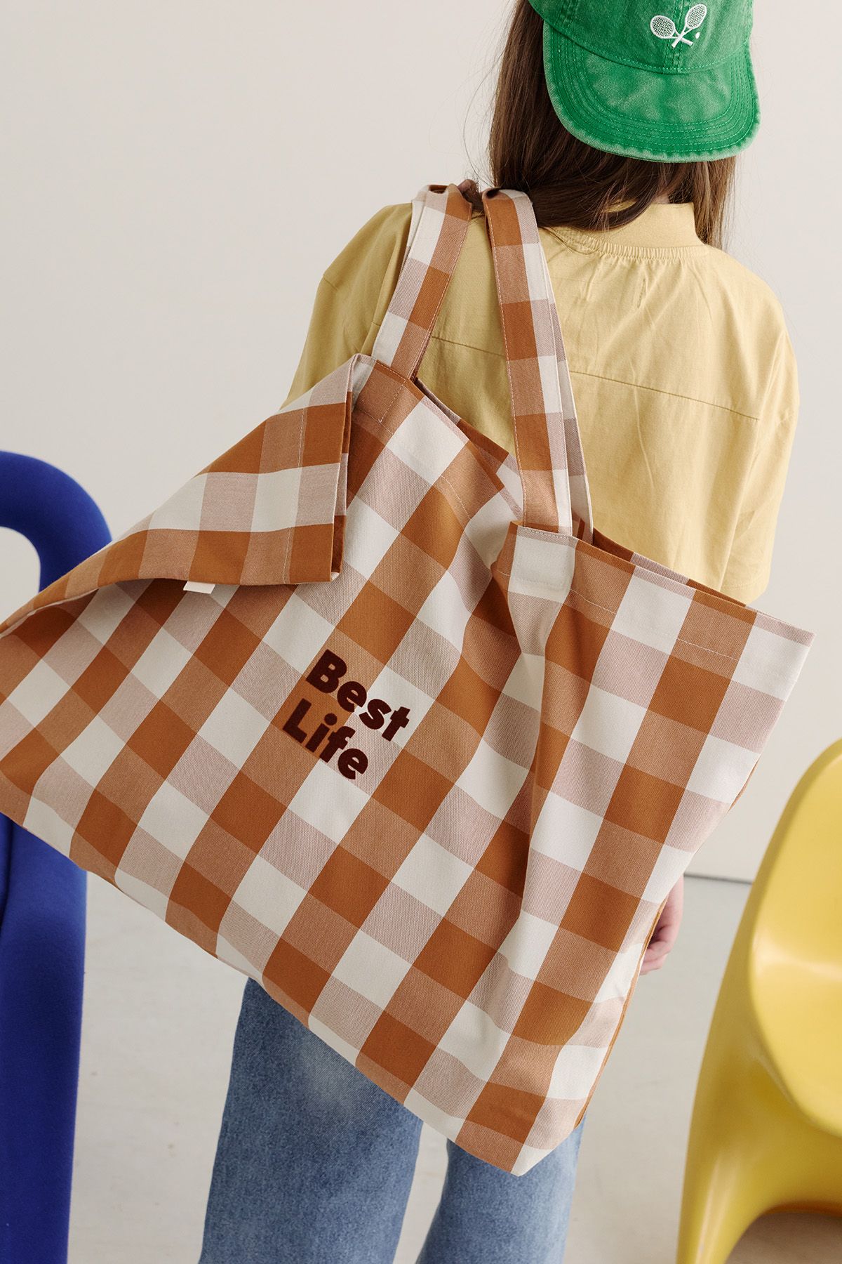 gran bolsa tote personalizable a cuadros