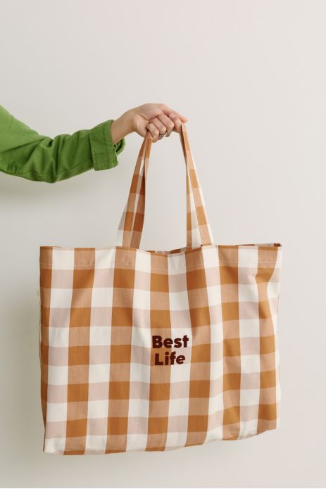 gran bolsa tote personalizable a cuadros