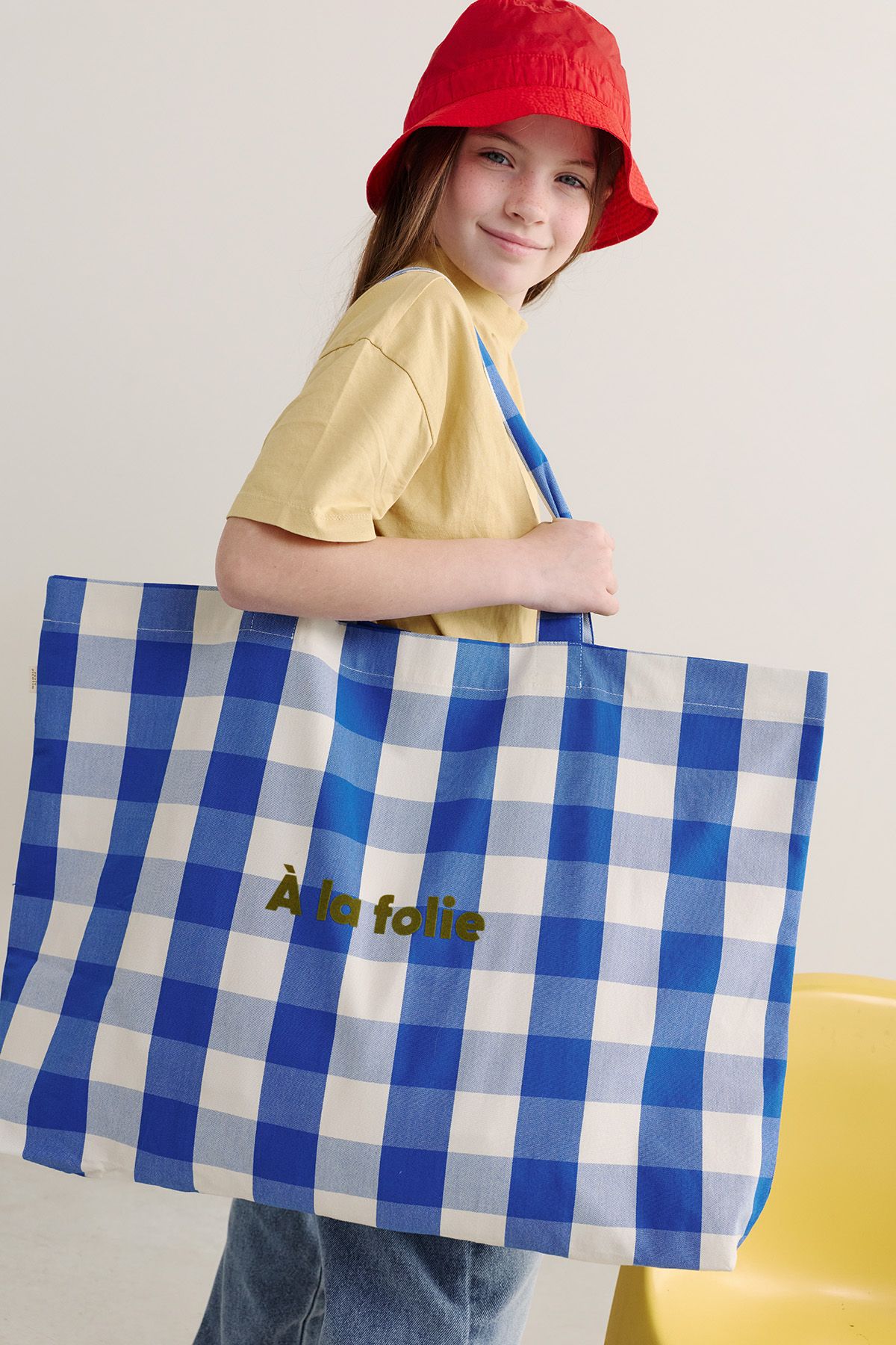gran bolsa tote personalizable a cuadros