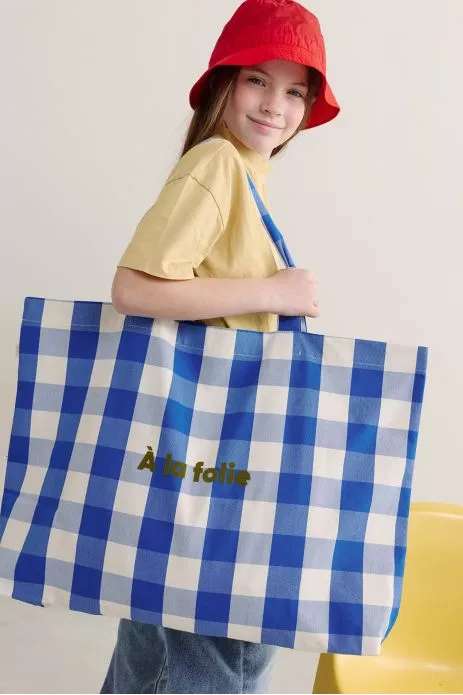 gran bolsa tote personalizable a cuadros