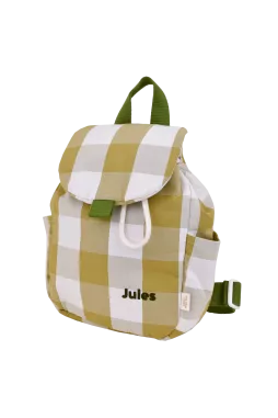personalisable checkered cotton children's backpack