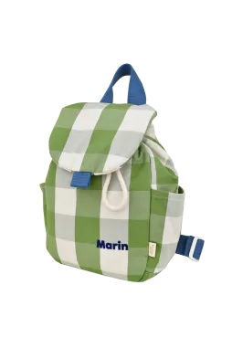 mochila infantil a cuadros de algodón y personalizable