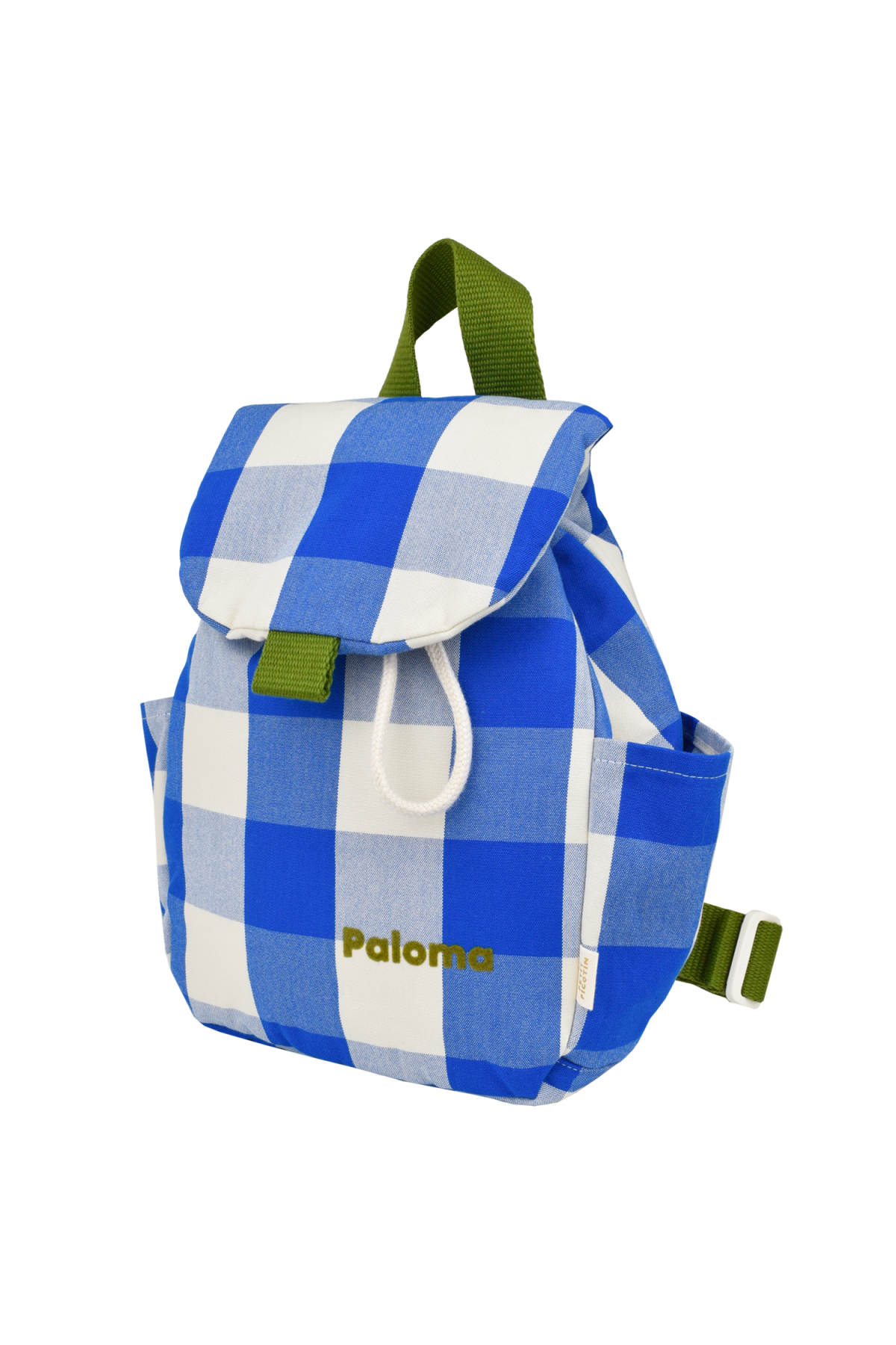 mochila infantil a cuadros de algodón y personalizable