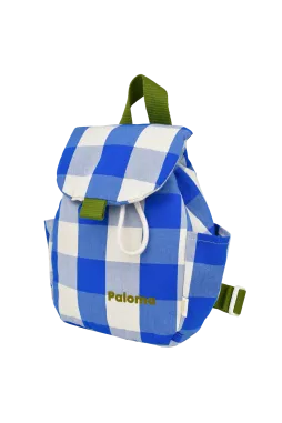 mochila infantil a cuadros de algodón y personalizable