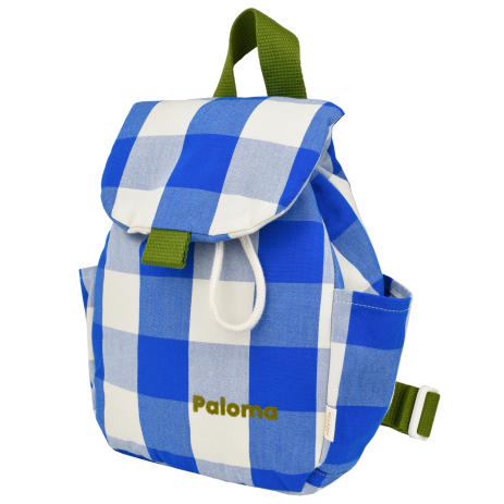 mochila infantil a cuadros de algodón y personalizable