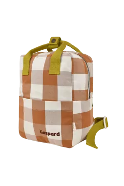 personalisable checkered cotton children's backpack