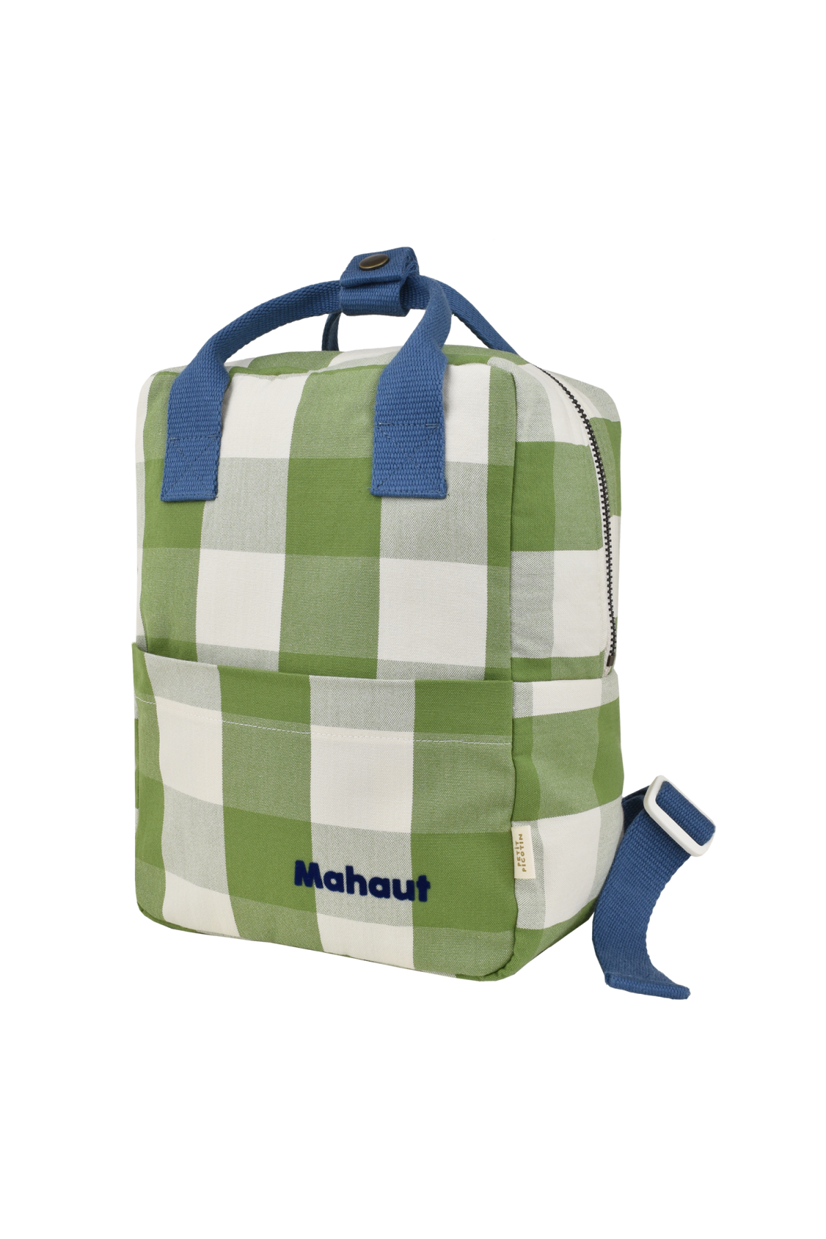 mochila infantil a cuadros de algodón y personalizable