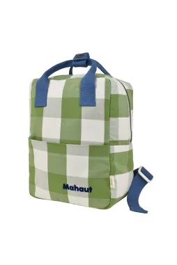 mochila infantil a cuadros de algodón y personalizable