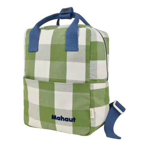sac à dos enfant à carreaux en coton et personnalisable