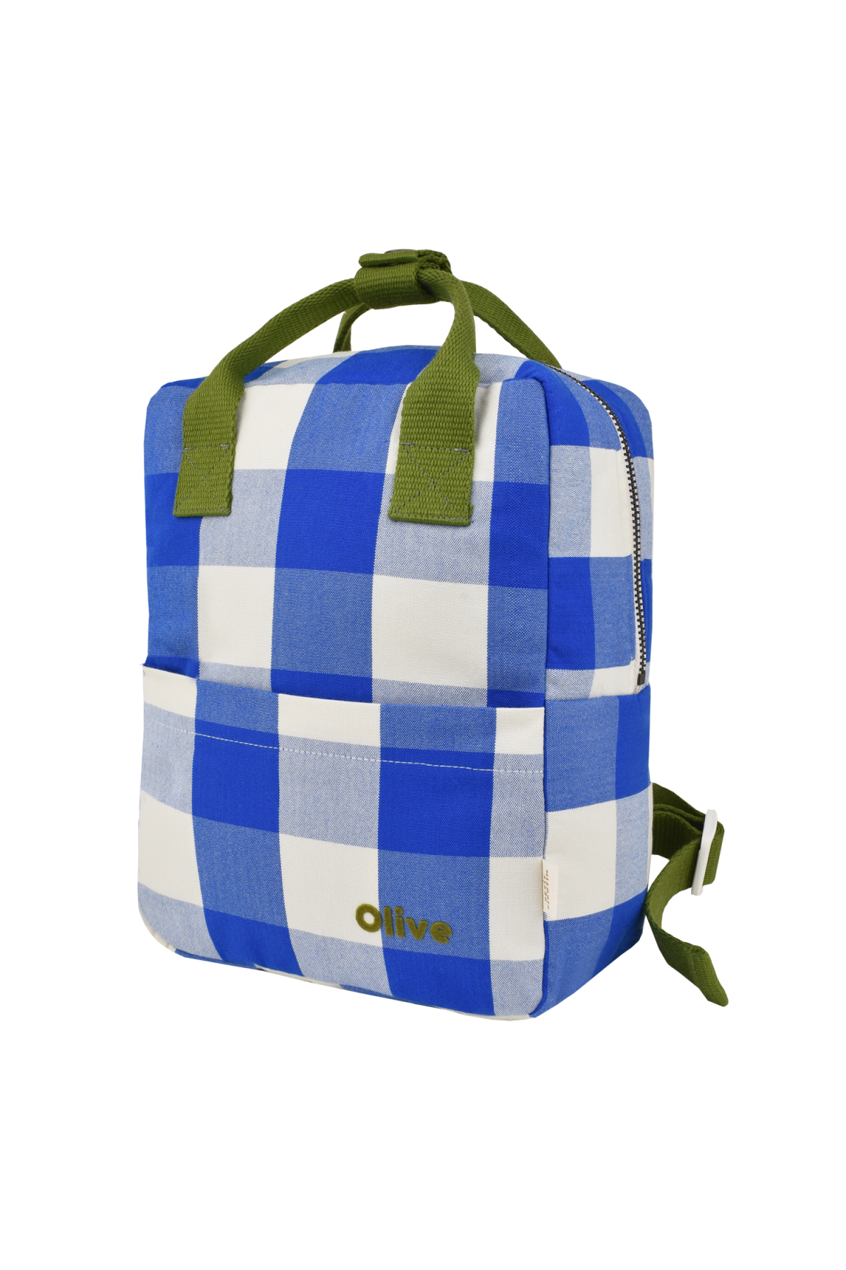 mochila infantil a cuadros de algodón y personalizable