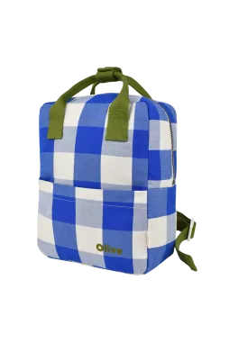 mochila infantil a cuadros de algodón y personalizable