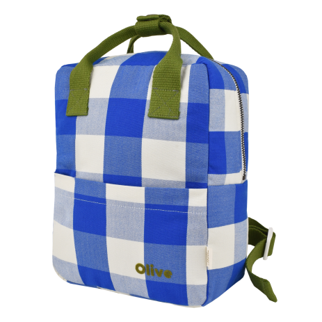 personalisable checkered cotton children's backpack