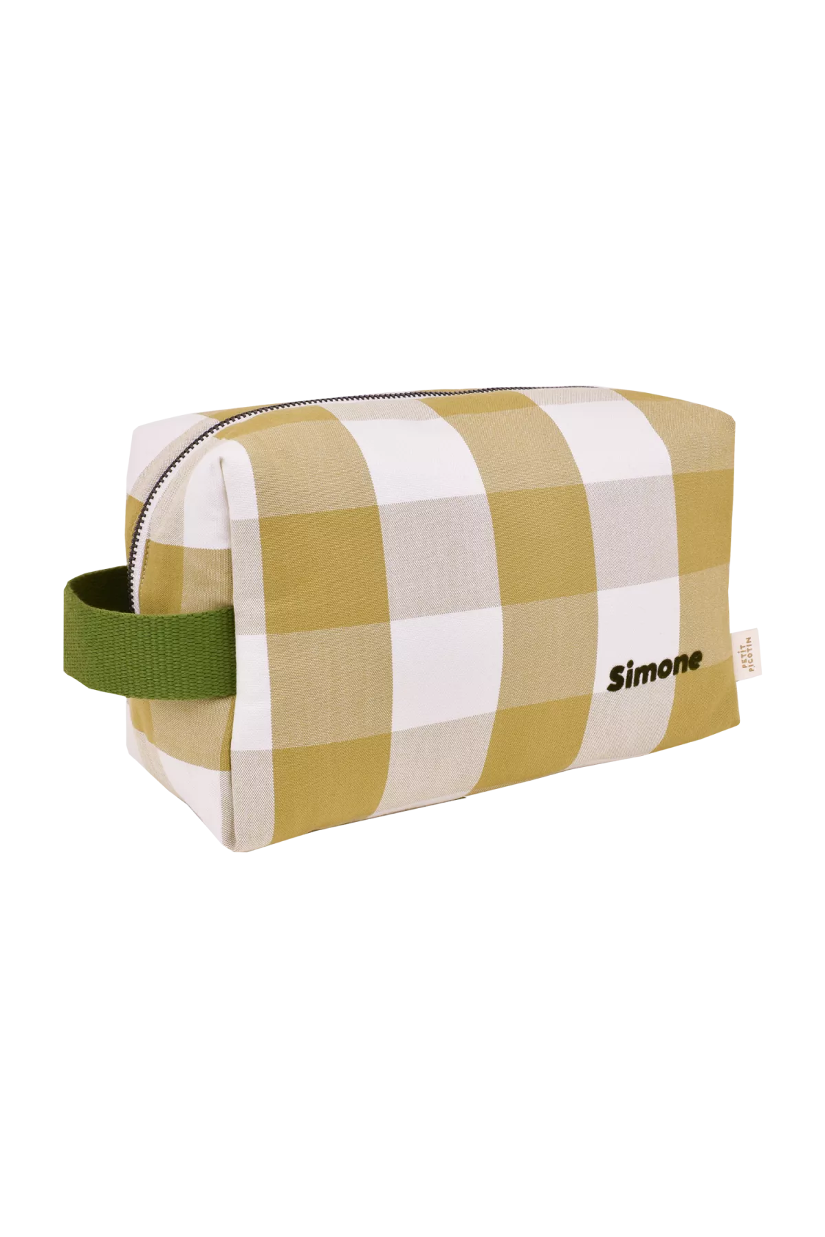 trousse de toilette en coton à carreaux personnalisable