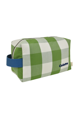 personalisable checkered cotton toiletry bag