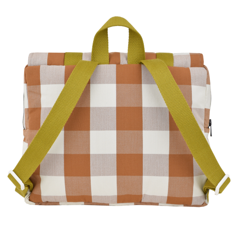 cartera escolar infantil de algodón a cuadros y personalizable