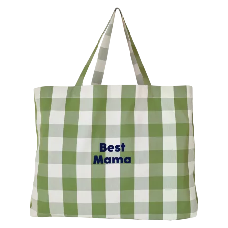 large personalizable checkered tote bag