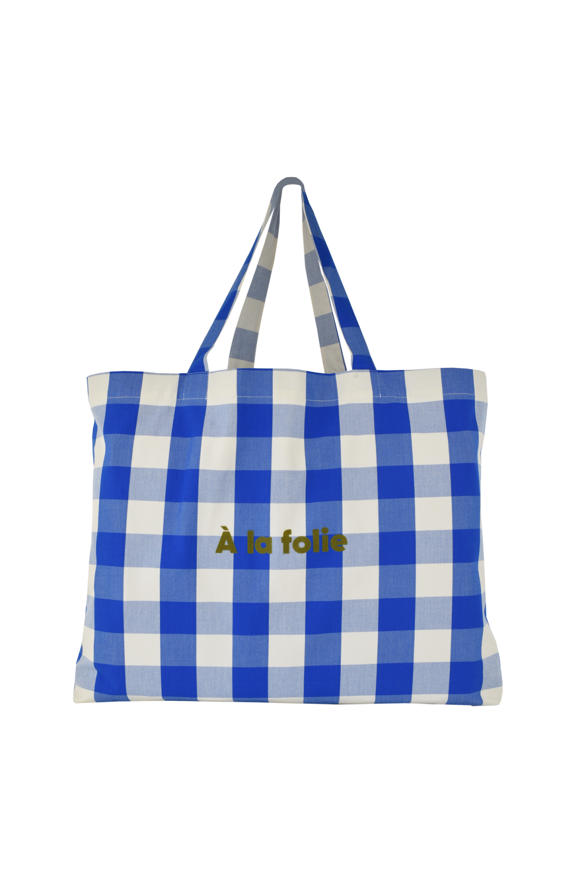 large personalizable checkered tote bag