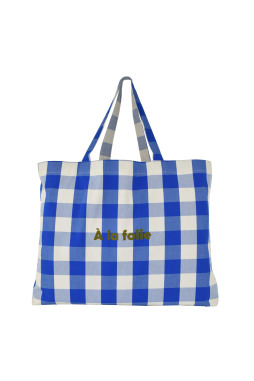 large personalizable checkered tote bag