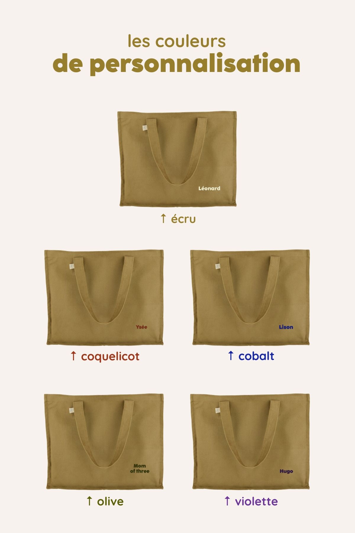Bolsa grande de algodón personalizada para niños y padres