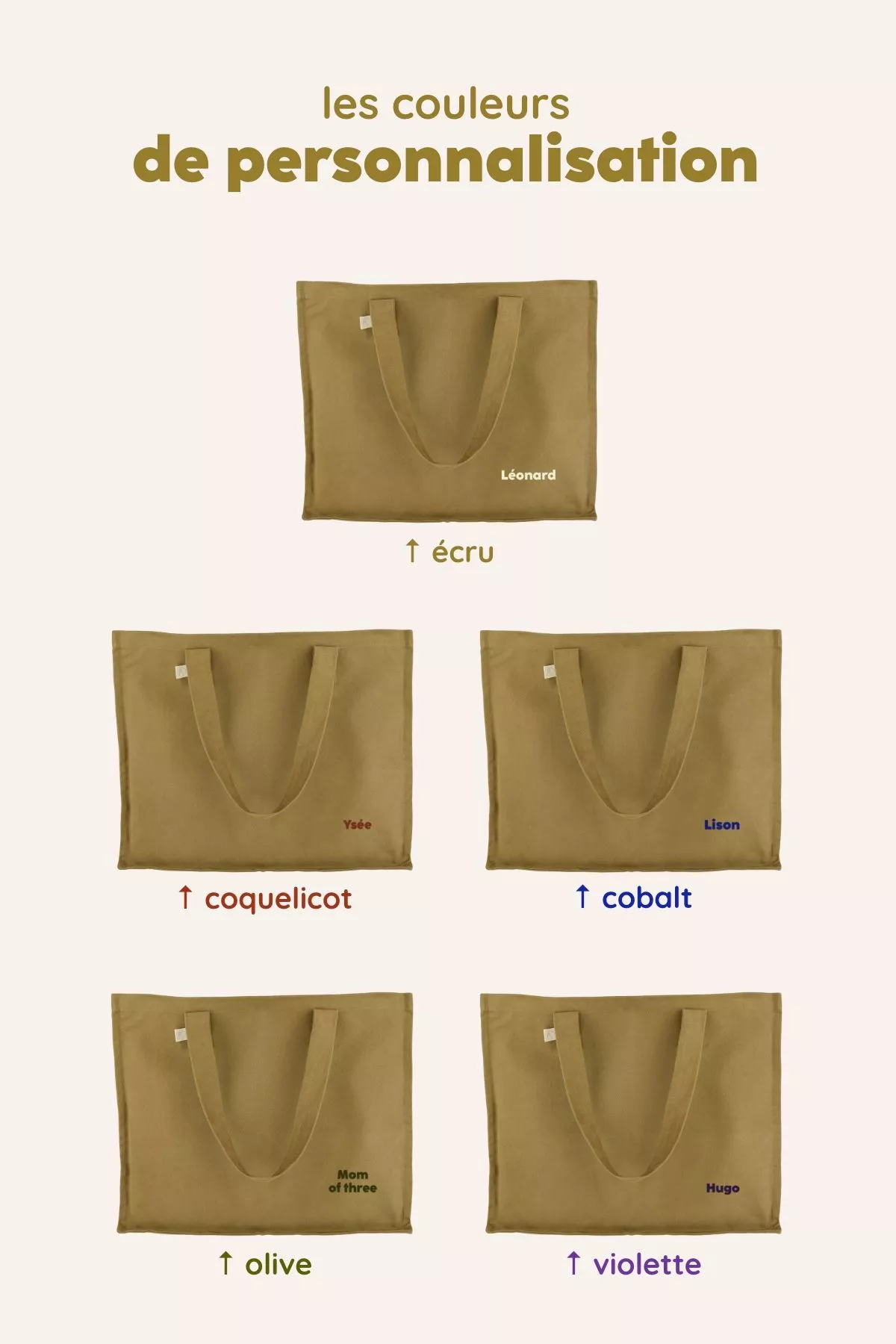grand cabas en coton personnalisé enfant parent