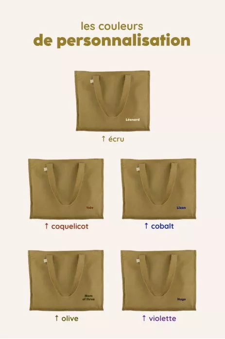 grand cabas en coton personnalisé enfant parent