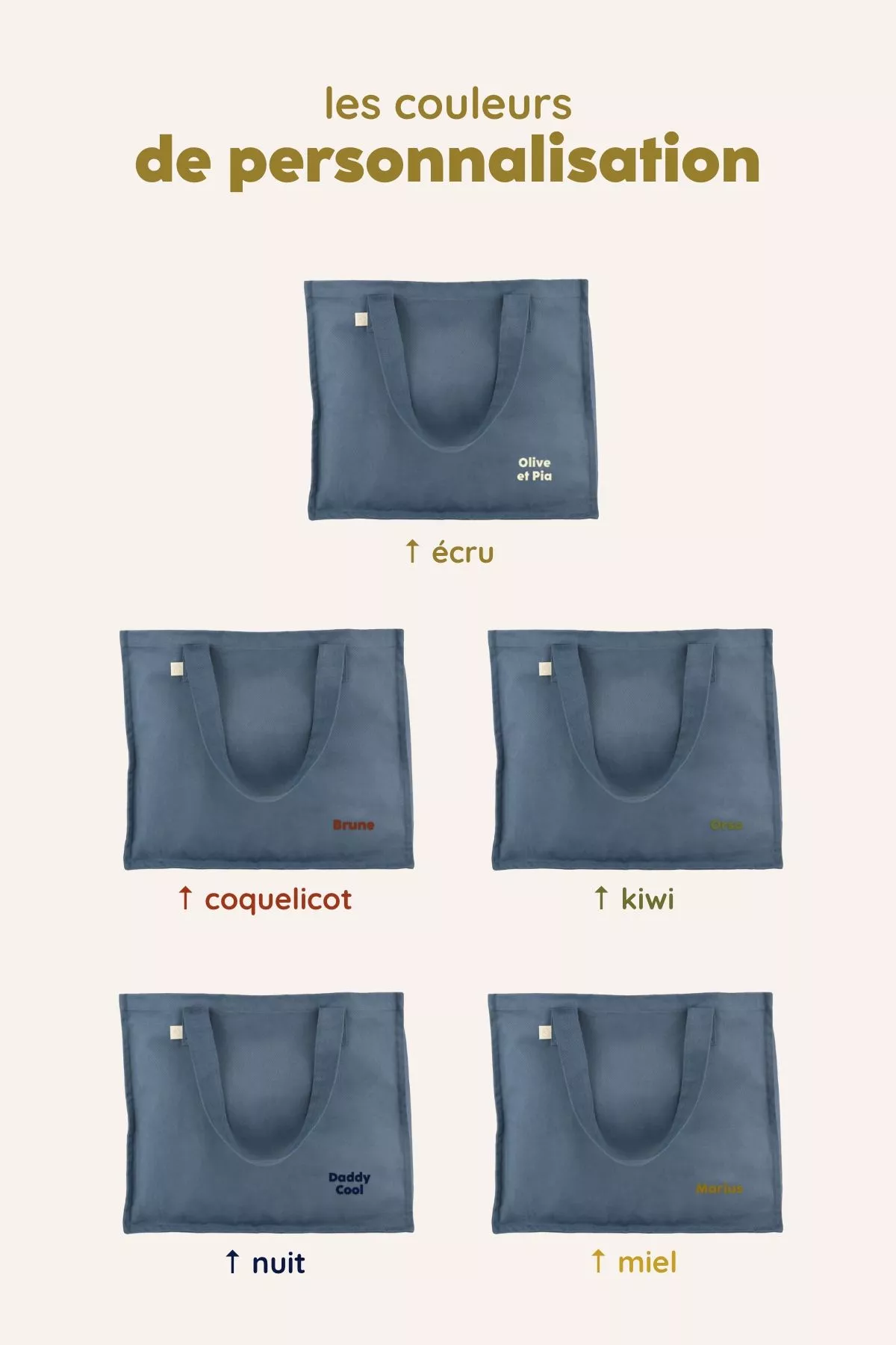 personalized large cotton tote bag child parent