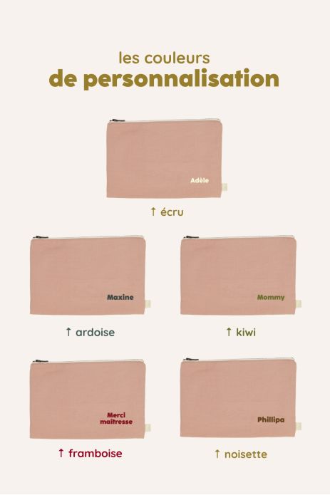 grande pochette avec zip en coton personnalisable
