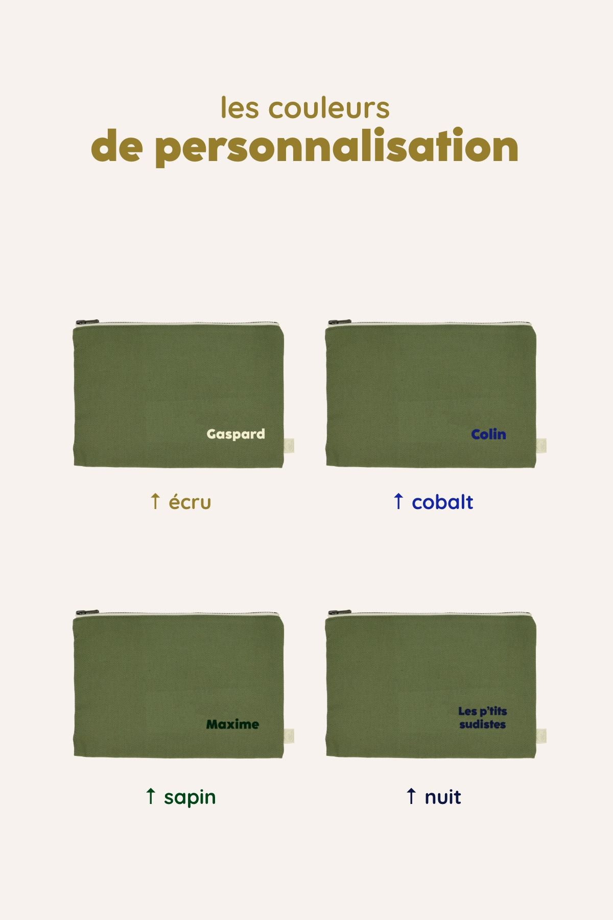 bolsa grande con cremallera de algodón personalizable