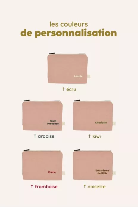 petite pochette unie avec zip à personnaliser
