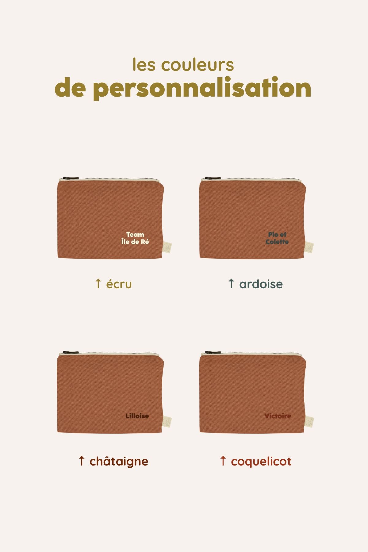petite pochette unie avec zip à personnaliser