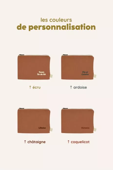 petite pochette unie avec zip à personnaliser