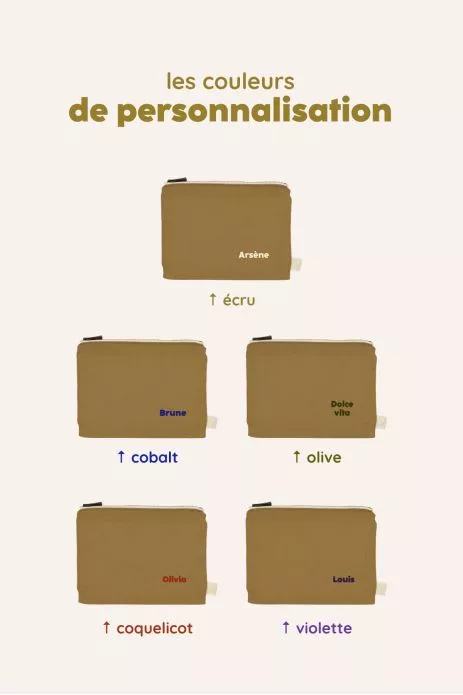 petite pochette unie avec zip à personnaliser