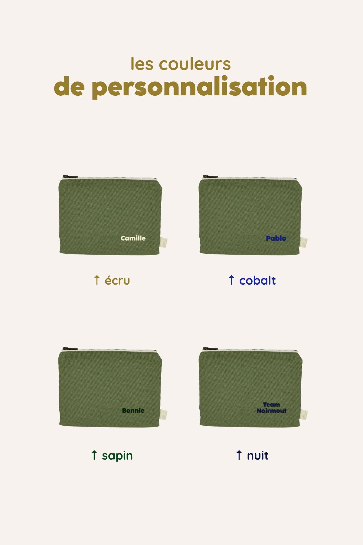 petite pochette unie avec zip à personnaliser
