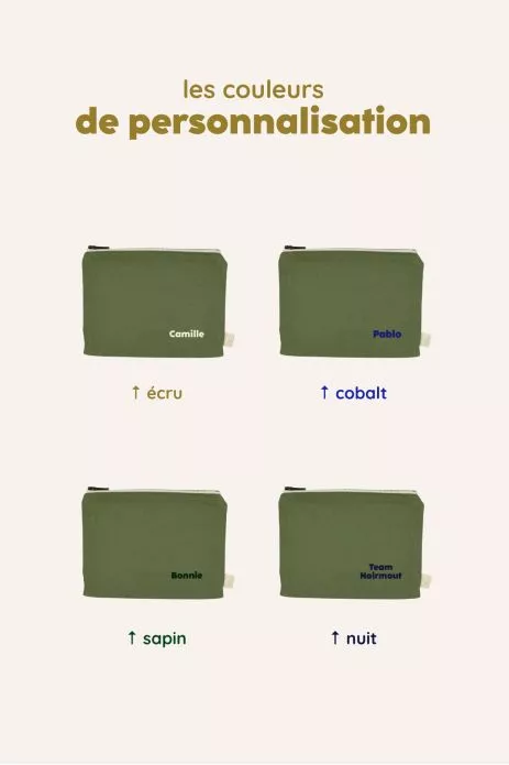 petite pochette unie avec zip à personnaliser