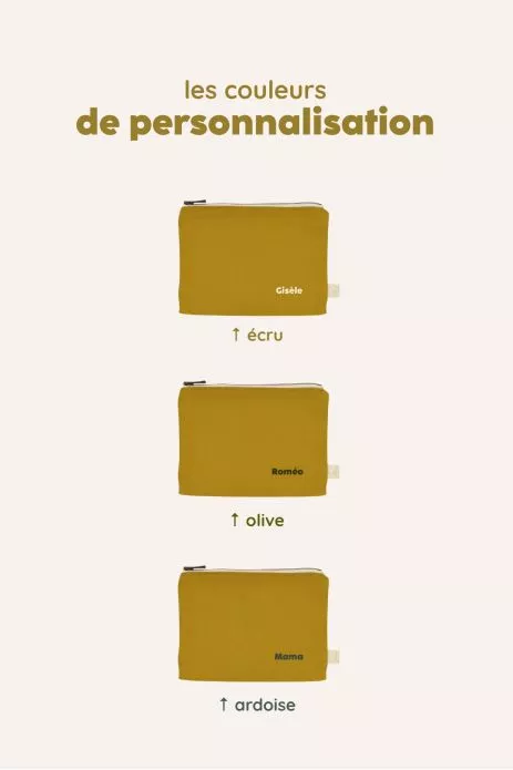petite pochette unie avec zip à personnaliser