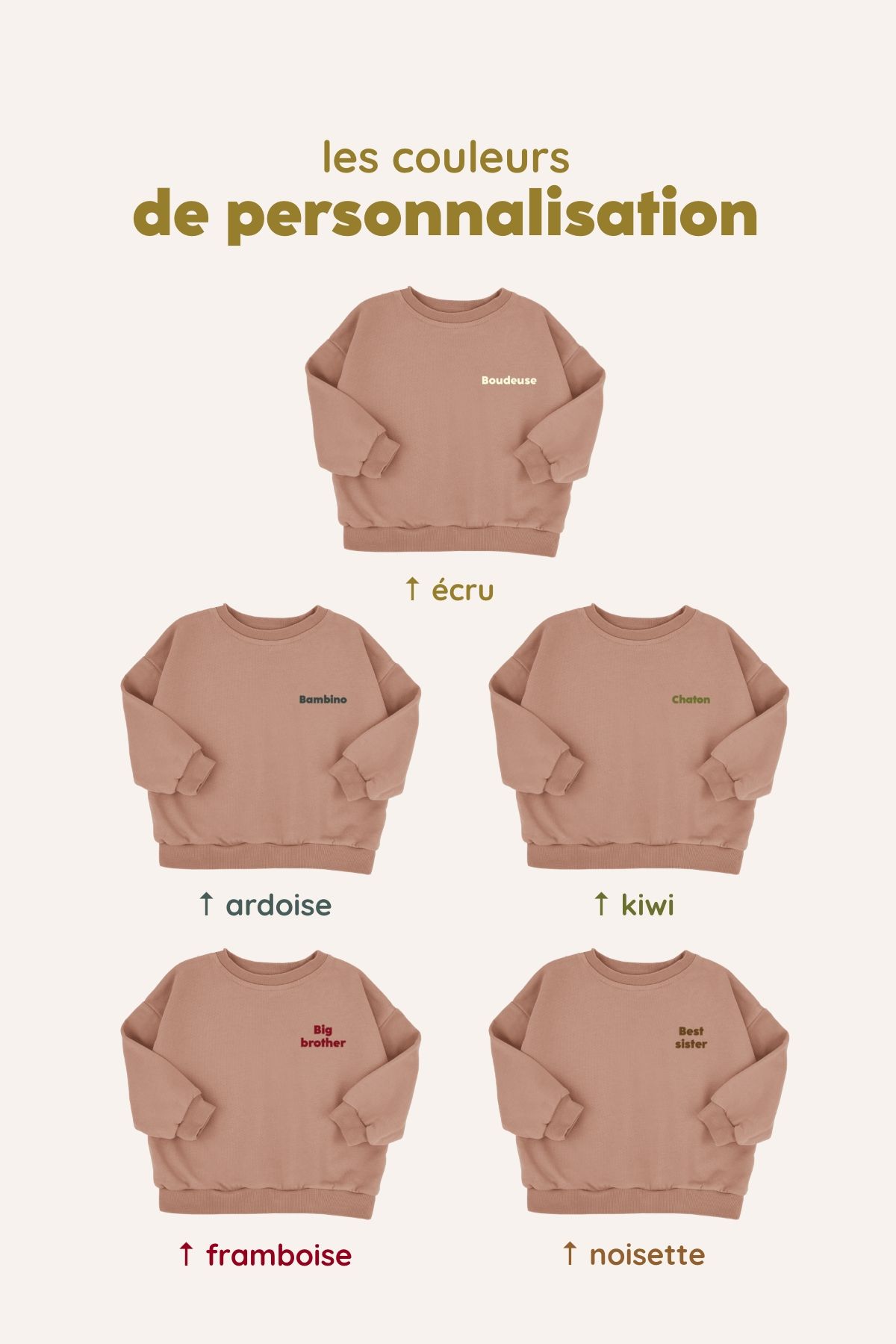 bonita sudadera infantil de algodón mixto liso personalizable